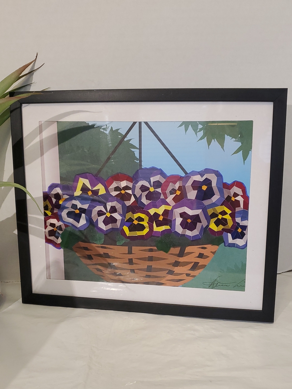 Pansy Basket Floral Print Framed Art